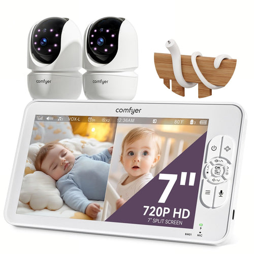 Babyphone 2 Kameras 7 Zoll HD Split-Screen ohne WLAN 6000mAh