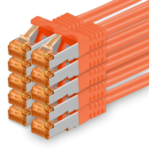Netzwerkkabel CAT7 5m Orange 10er-Set RJ45 Patchkabel 10 Gbit/s
