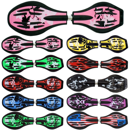 Waveboard mit LED-Rollen und ABEC9 Kugellager inkl. Tasche Pink/Blume