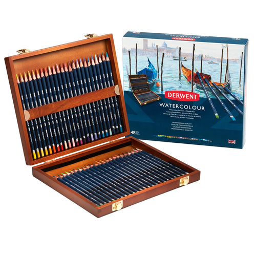 Aquarellstifte 48er-Set in Holzbox Profiqualität sechskantig