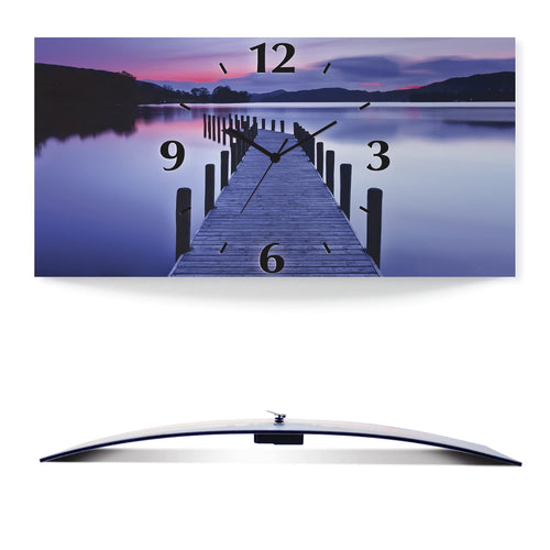 Wanduhr lautlos Aluminium Panorama 50x25 cm Sonnenuntergang