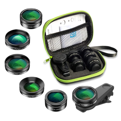 Smartphone Objektiv Set 6-in-1 mit Fisheye, Weitwinkel & Makro