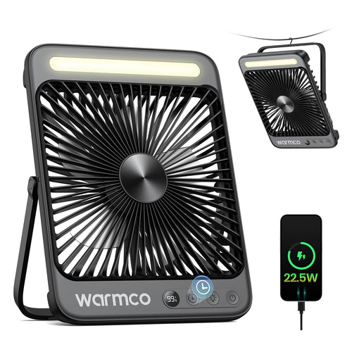 Campingventilator 20000mAh Akku, ultraflach 4,5cm, LED & Timer