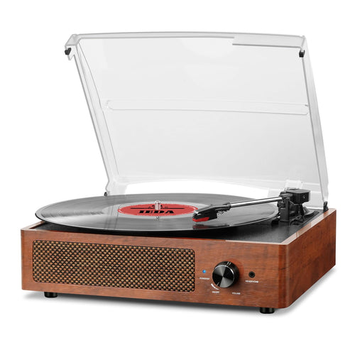Plattenspieler Vintage mit Bluetooth und eingebauten Lautsprechern 3-Gang
