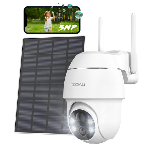 Überwachungskamera Aussen Solar 5MP 355° Schwenk WLAN Akku
