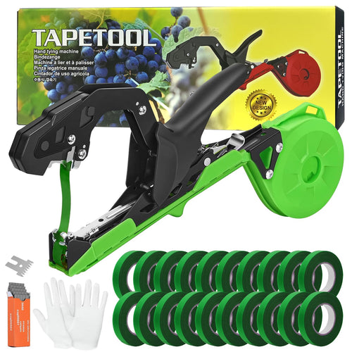 Pflanzenbindemaschine Set mit 10000 Klammern und 20 Rollen Gartenband