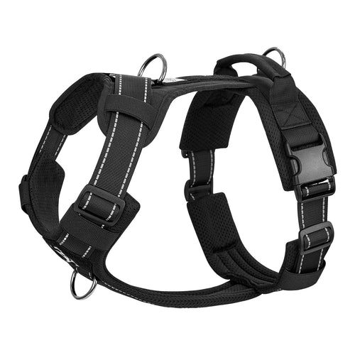 Hundegeschirr Taktisch 1000D Nylon Schwarz Gr. M mit 3 D-Ringen