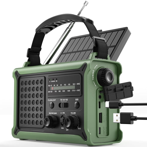 Kurbelradio Solar 12000mAh AM/FM Notfallradio IPX6 Camping