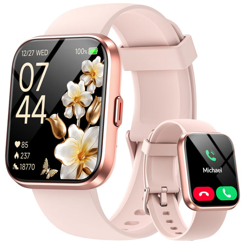 Smartwatch Damen Rosa 1,85" HD Bluetooth-Anruf 120+ Sportmodi