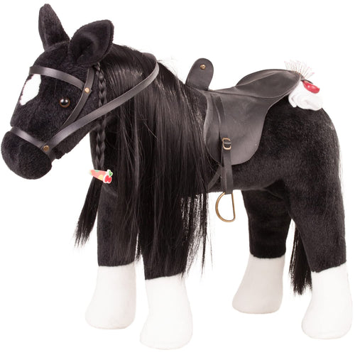 Plüschpferd mit Sattel für Puppen bis 50 cm kämmbare Mähne