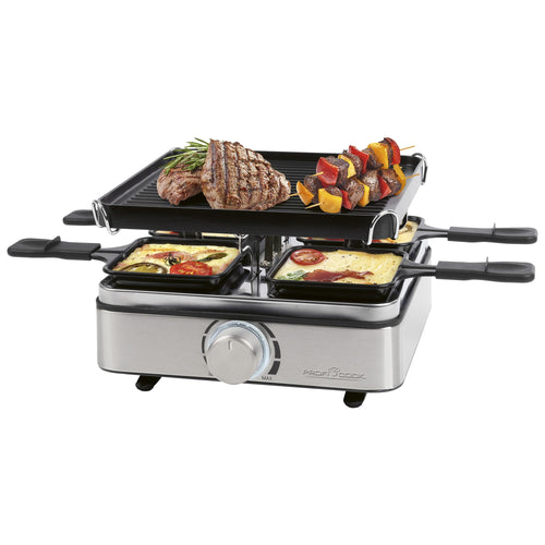 Raclette-Grill 4 Personen Wendegussplatte 800W Edelstahl