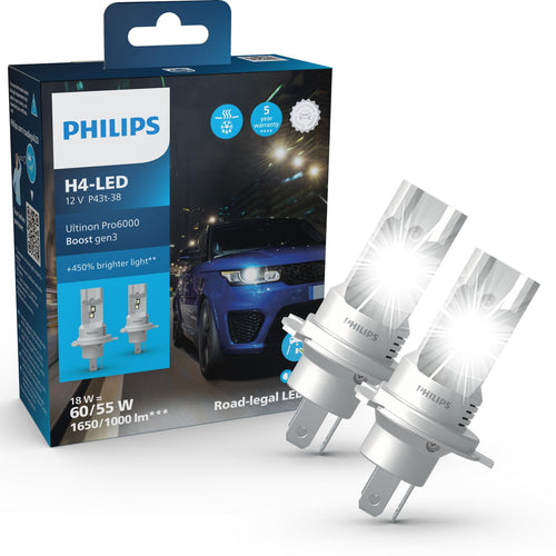 H4-LED Nachrüstlampe Direct-fit 5800K bis 450% heller 2er-Set