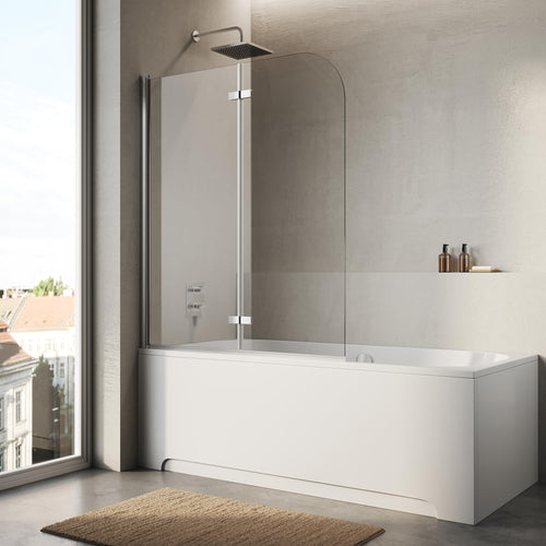 Badewannen-Duschwand 2-teilig faltbar 120x140 cm Nano-Glas 6 mm