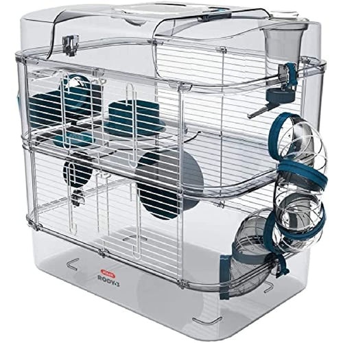 Kleintier-Käfig für Hamster und Mäuse Duo Blau 3-stöckig