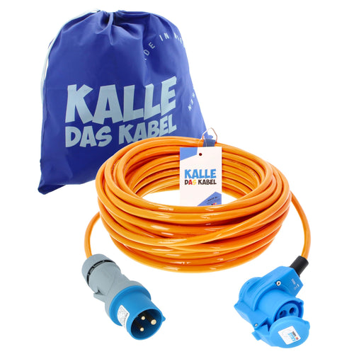 CEE Verlängerungskabel 25m 2,5mm² Winkelkupplung Signal Orange
