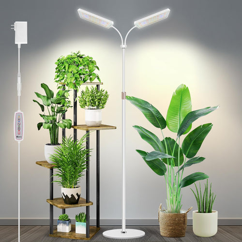 Pflanzenlampe Vollspektrum 2-Kopf LED mit Ständer 58-170cm höhenverstellbar