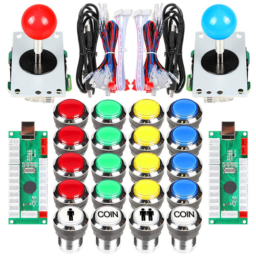 Arcade Joystick Set 2 Spieler LED-Tasten für PC & Raspberry Pi