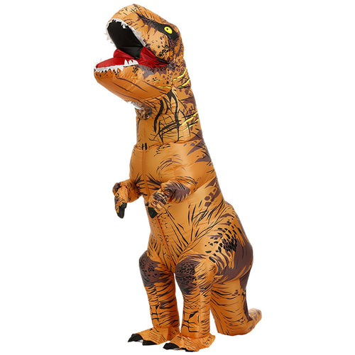 Aufblasbares T-Rex Kostüm für Erwachsene Braun 165–198 cm