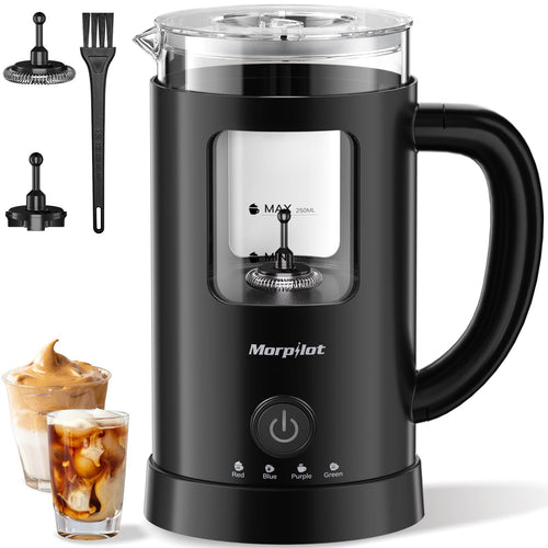 Milchaufschäumer Elektrisch 4-in-1 Glas 600ml für Heiss und Kalt