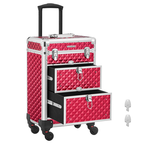 Kosmetikkoffer Trolley abschließbar Rot ABS-Hartschale 34x24x56cm