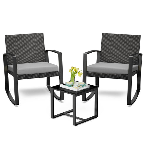 Balkonmöbel-Set 3-teilig PE-Rattan Metall für Terrasse Garten