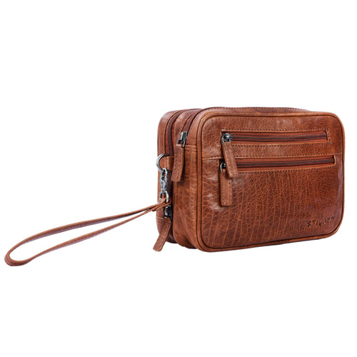 Herren Clutch Echtleder Doppelkammer Vintage für 8,4 Zoll Tablet