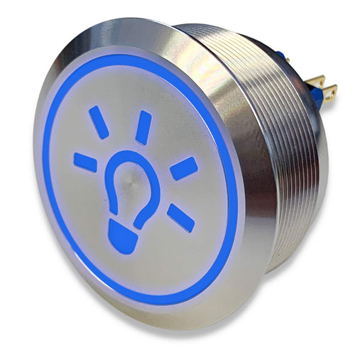 Drucktaster Edelstahl LED-Ringbeleuchtung blau IP67 Ø40mm 6–24V