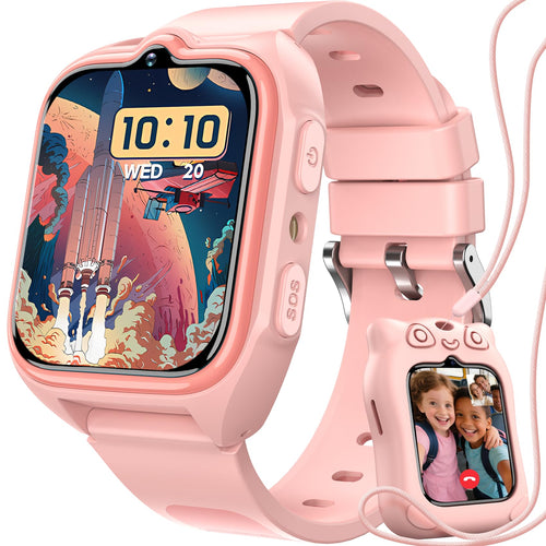 Kinder-Smartwatch 4G GPS SOS-Notruf Videoanruf Touchscreen Rosa