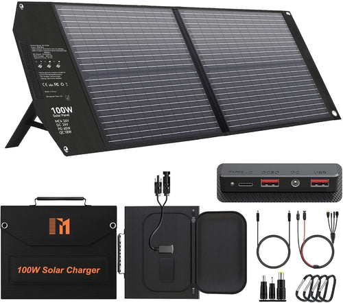 Solarpanel faltbar 100W USB-C PD 65W 5 Anschlüsse Camping