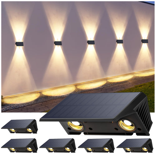 Solar Wandleuchte Aussen Warmweiss 3 Modi IP67 4 LEDs 6er-Set