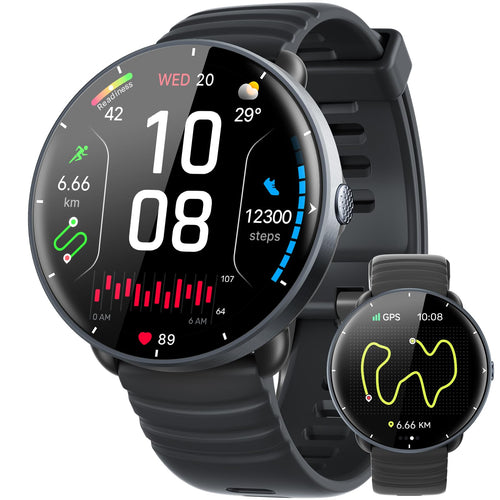 Smartwatch mit GPS und Schwimmtracking 5 ATM wasserdicht AMOLED