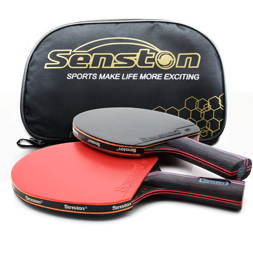 Tischtennisschläger Set 2 Spieler 7-Schicht-Holz mit Tasche