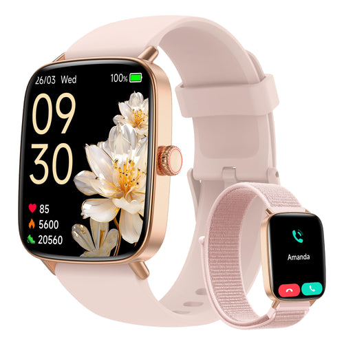 Smartwatch Damen 1,85" Touchscreen mit Telefonfunktion, 110 Sportmodi