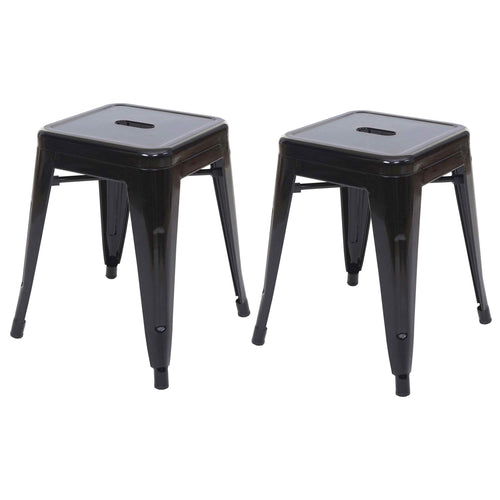 Hocker 2er-Set Metall Industriedesign stapelbar schwarz 46 cm