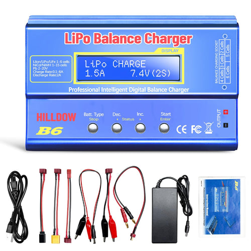 Akku-Balance-Ladegerät 80W für LiPo/Li-Ion/NiMH mit LCD und Netzteil