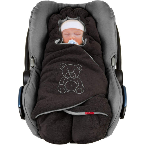 Einschlagdecke Babyschale Winter Herbst Frühling 90 cm Anthrazit/Aqua