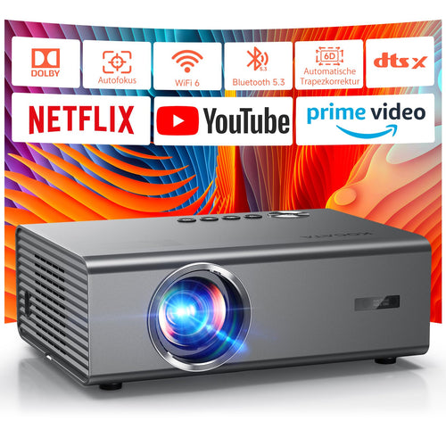 4K Beamer mit Netflix WiFi 6 Autofokus 6D Keystone HDR10+