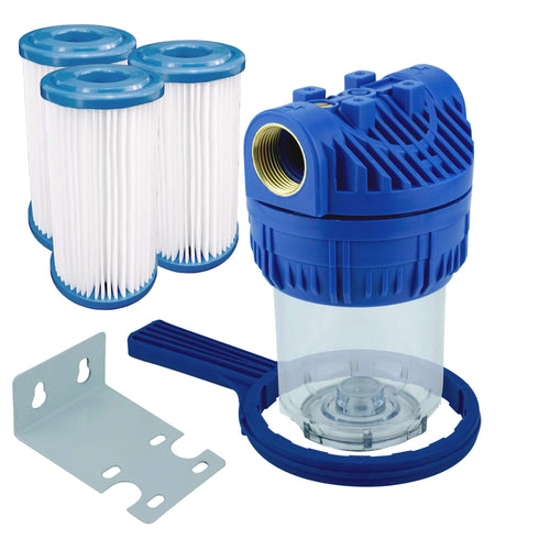 Wasserfilter Vorfilter 5 Zoll 20 Mikron für Gartenpumpe, 3 Faltenfilter