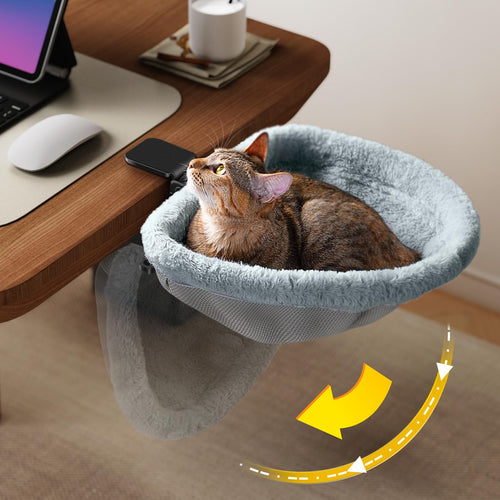 Katzenbett Schreibtisch faltbar Kunstfell bis 18 kg für Homeoffice