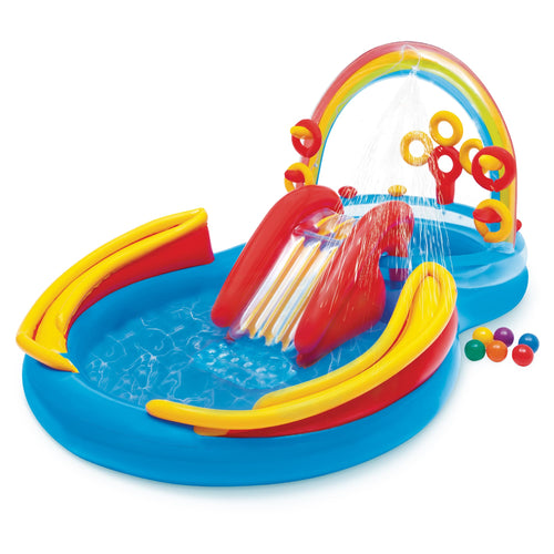 Aufstellpool Kinder mit Wassersprüher und Rutsche 297x193x135 cm