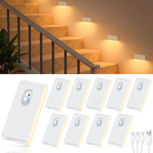 Nachtlicht mit Bewegungsmelder aufladbar 10er-Set 2700K Warmweiss