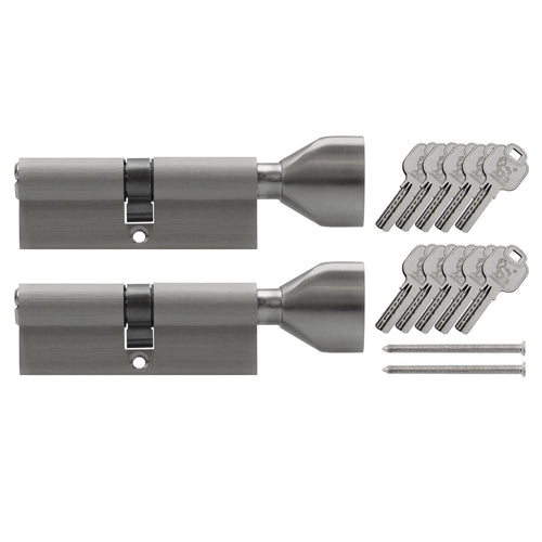 Knaufzylinder 80mm 40/40 gleichschliessend Messing 2er-Set 10 Schlüssel
