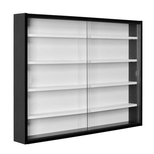 Wandvitrine Schwarz-Weiss mit Glasschiebetüren 4 Regale 80x60 cm