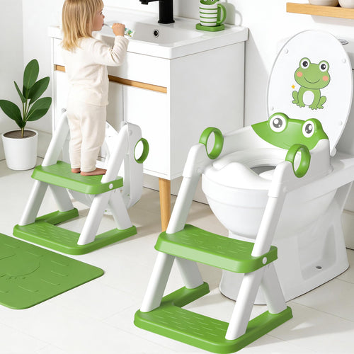 Toilettentrainer Kinder 2-in-1 mit Treppe höhenverstellbar Frosch-Design