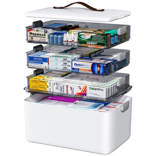 Medikamentenbox 4-lagig mit Tragegriff Hausapotheke 37x23x32 cm