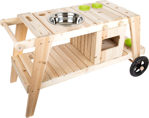 Matschküche Outdoor Massivholz mit Rädern ab 3 Jahren 104x59x54 cm