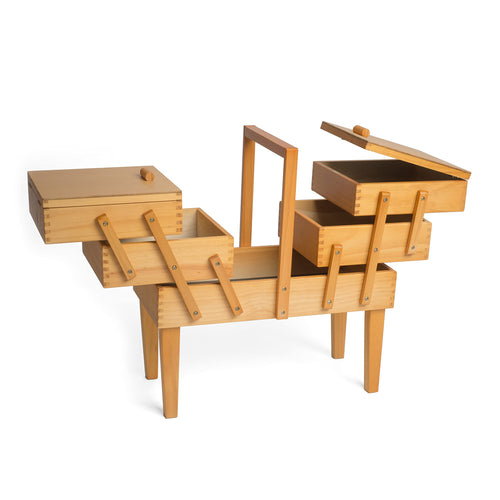 Nähkasten Holz 3 Ebenen mit Beinen für Nähzubehör