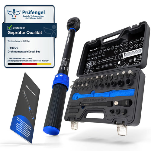 Drehmomentschlüssel Set 3/8" 5-60 Nm mit Bits und Adaptern