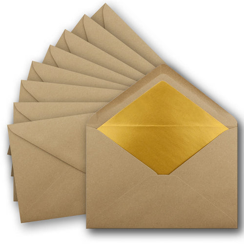 Briefumschläge DIN C5 Kraftpapier sandbraun Goldfolie 50er-Set