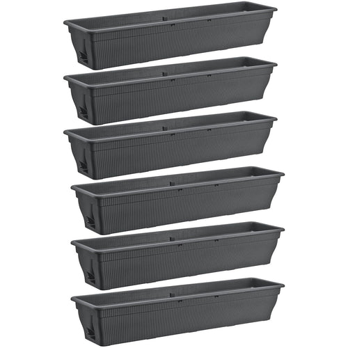 Balkonkasten 100cm mit Wasserspeicher Anthrazit 6er-Set 25L
